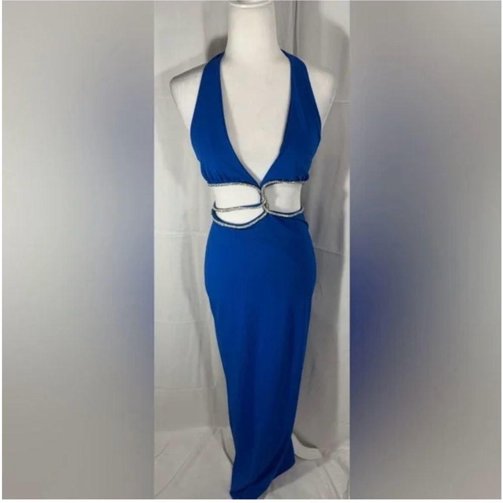 Meshki Royal Blue Backless Maxi Dress